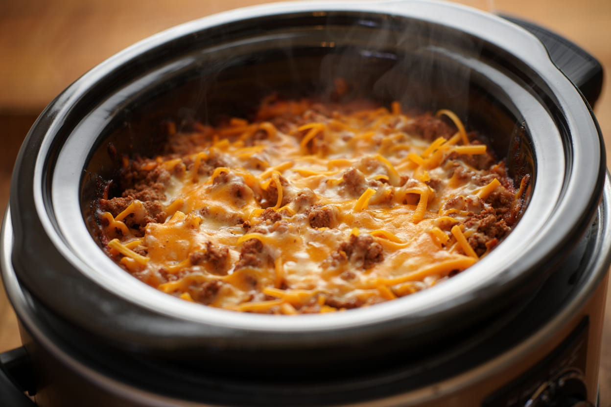 Crockpot Beef Nacho Casserole