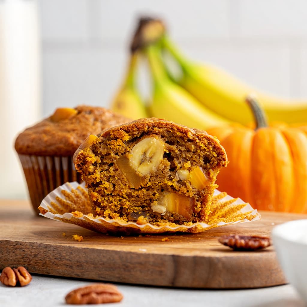 Healthy Pumpkin Banana Muffins
