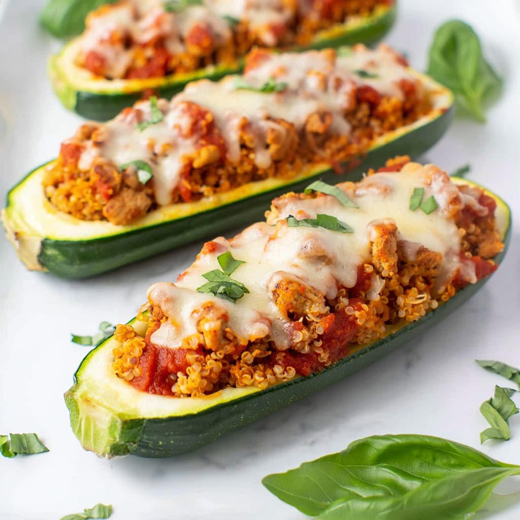 Ground Chicken Zucchini Boats