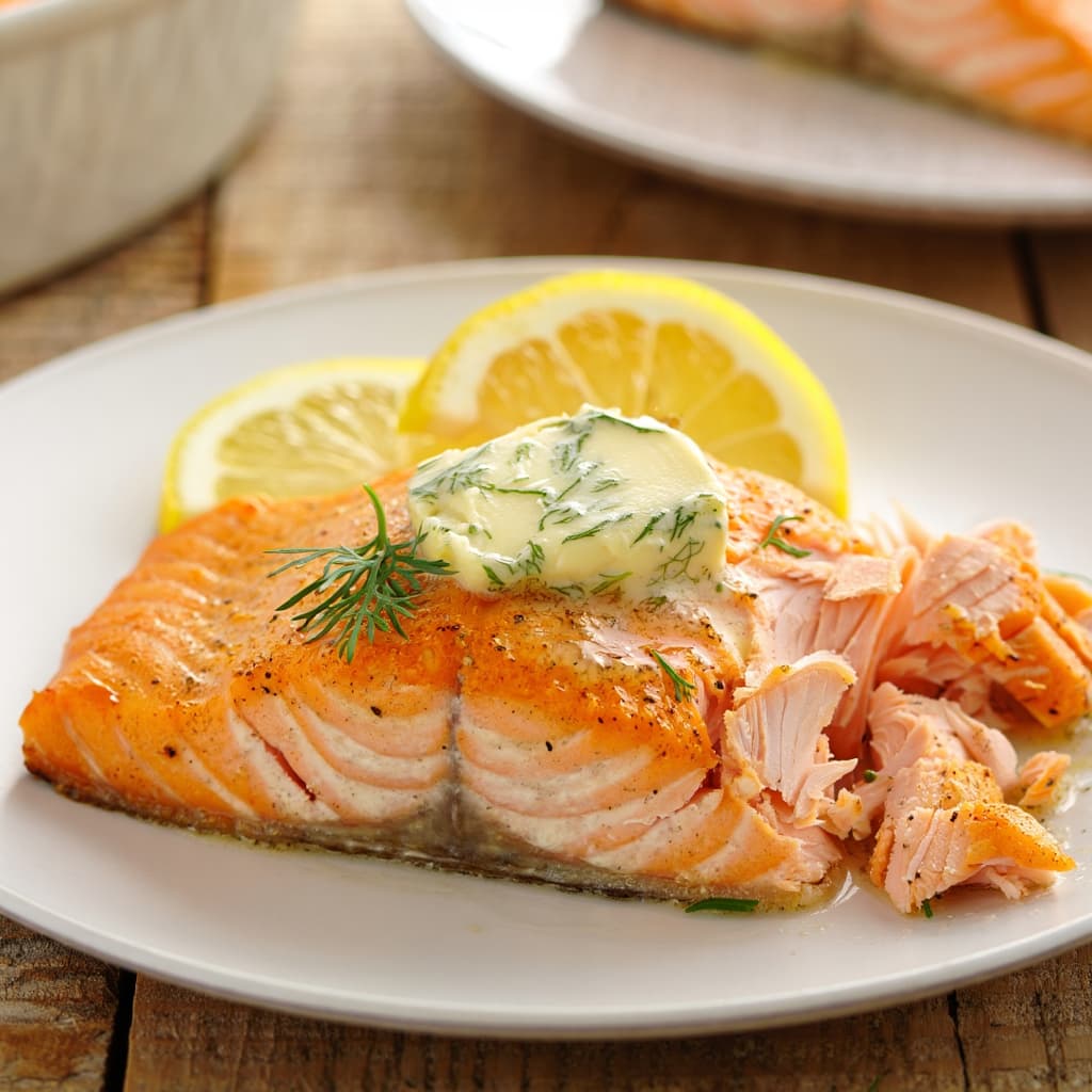 Baked Salmon with Lemon Dill Butter
