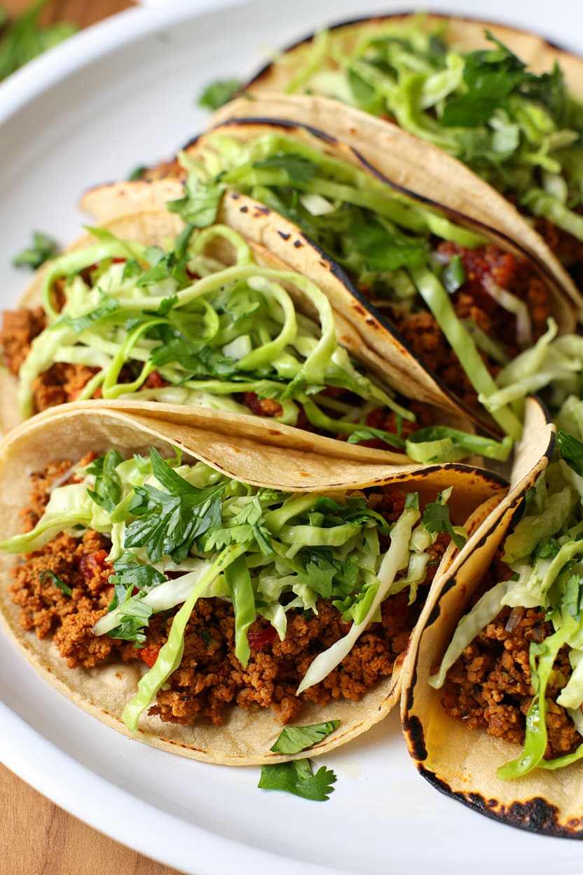 Ground Pork Tacos with Cilantro Lime Slaw