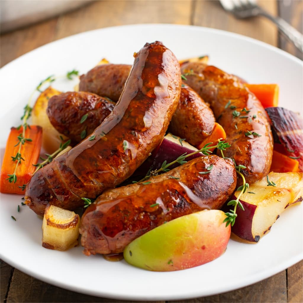 Sheet Pan Sausage and Apples with Root Vegetables