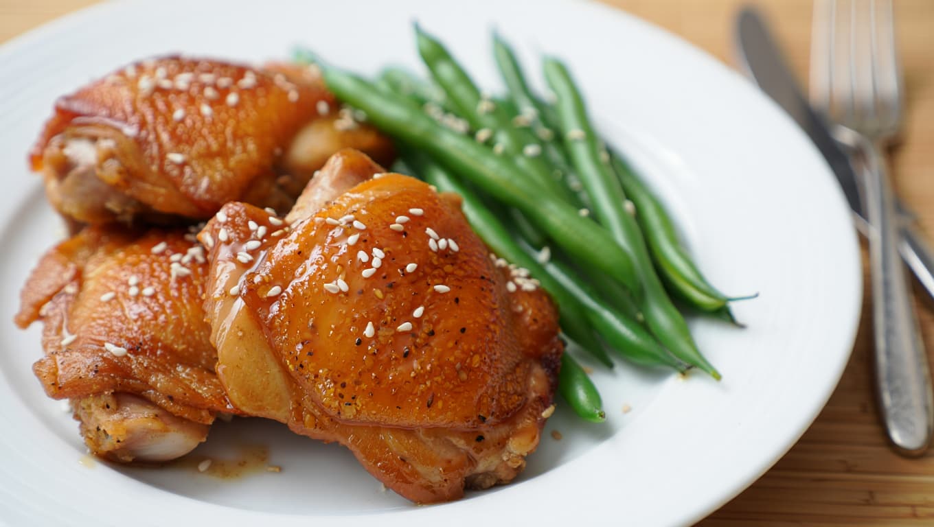 Honey Garlic Glazed Chicken Thighs with Green Beans