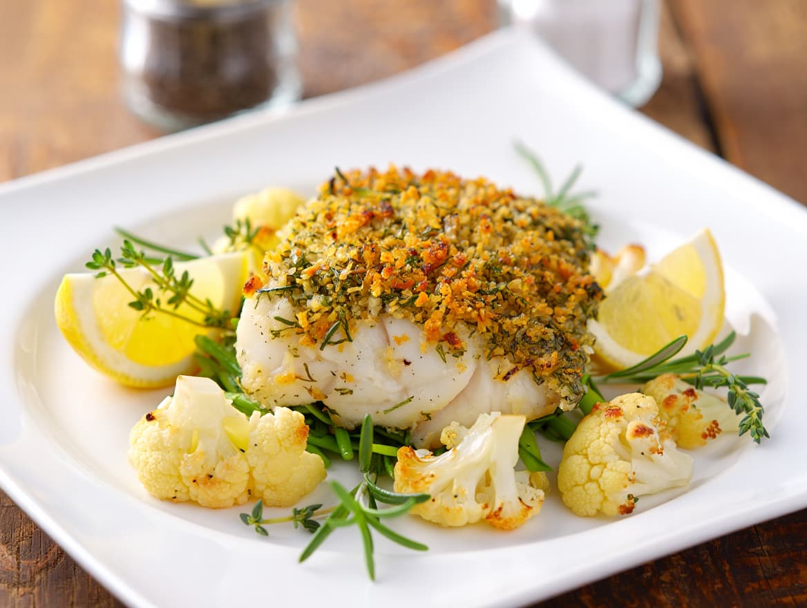 Herb Crusted Cod with Roasted Cauliflower