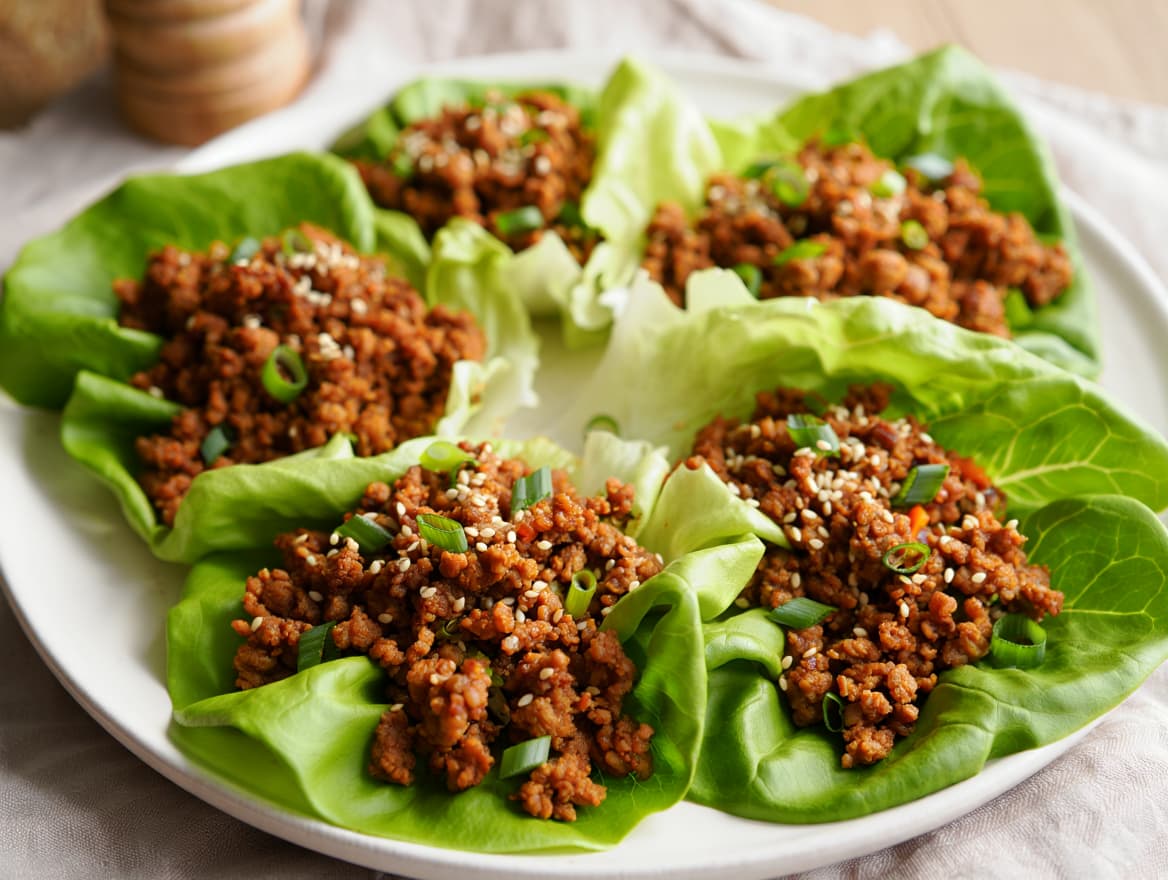 Asian-Style Ground Pork Lettuce Wraps