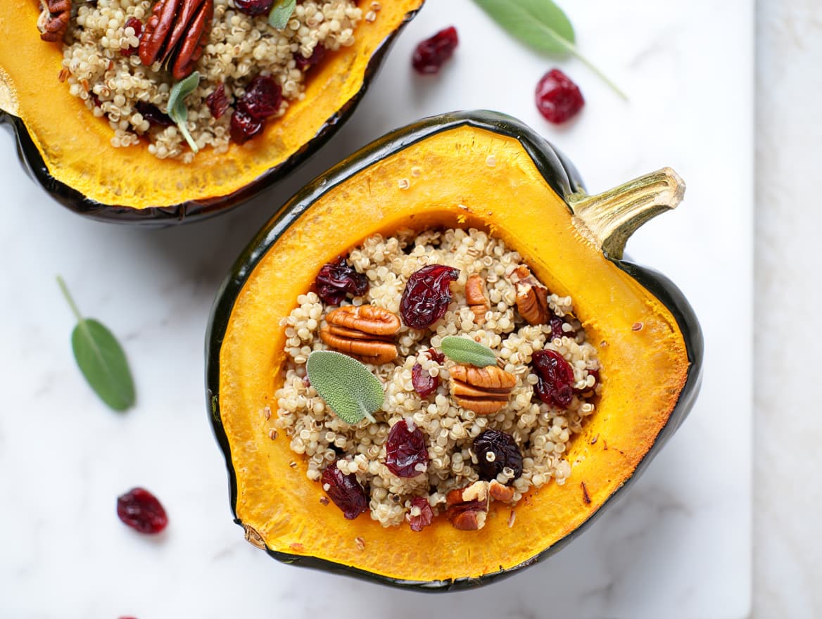 Stuffed Acorn Squash with Quinoa and Cranberries