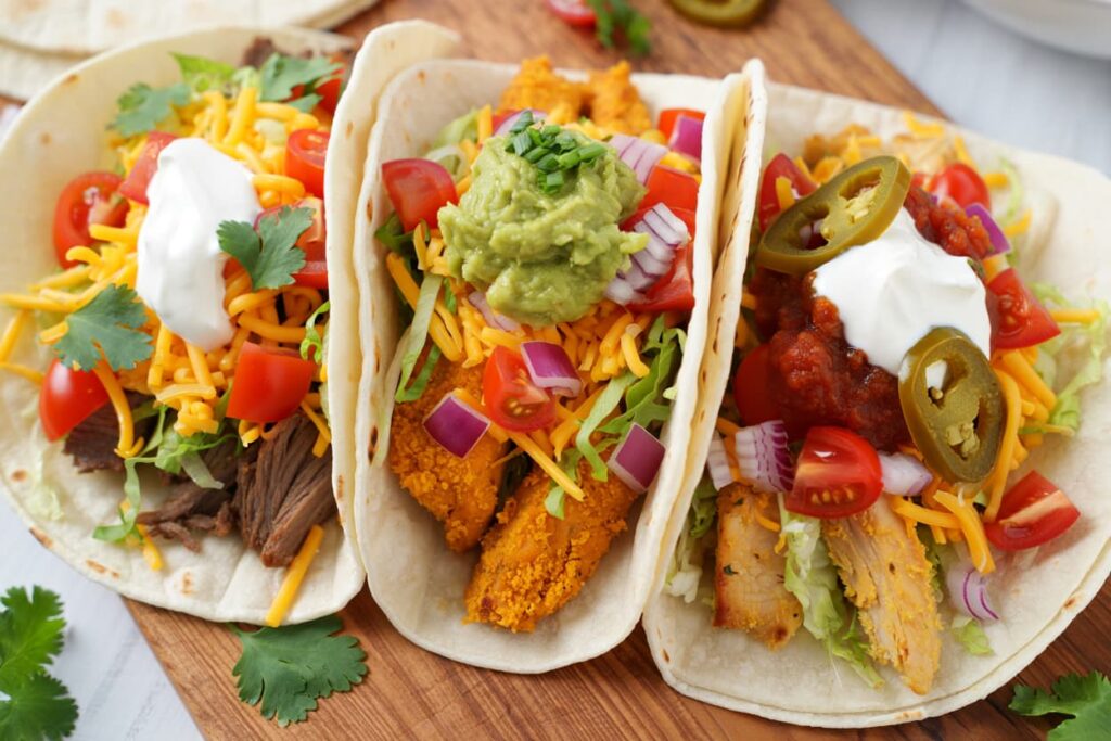 A taco bar with all the fixings