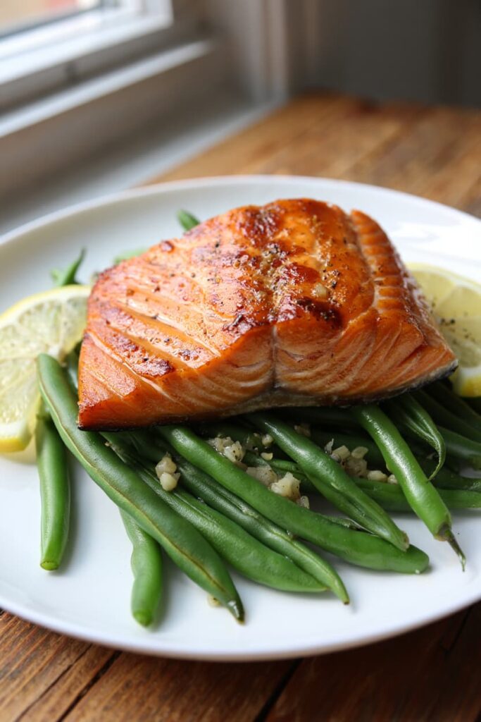 Baked Honey Mustard Salmon with Green Beans