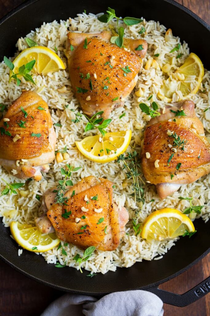One-Pot Lemon Herb Chicken and Rice.