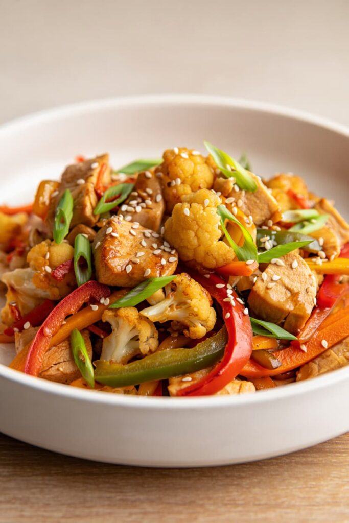 Stir-Fry with Turkey, Cauliflower, and Veggies