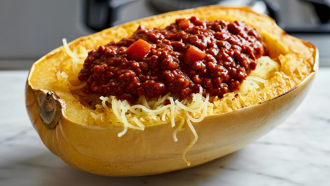 Spaghetti Squash with Turkey Bolognese