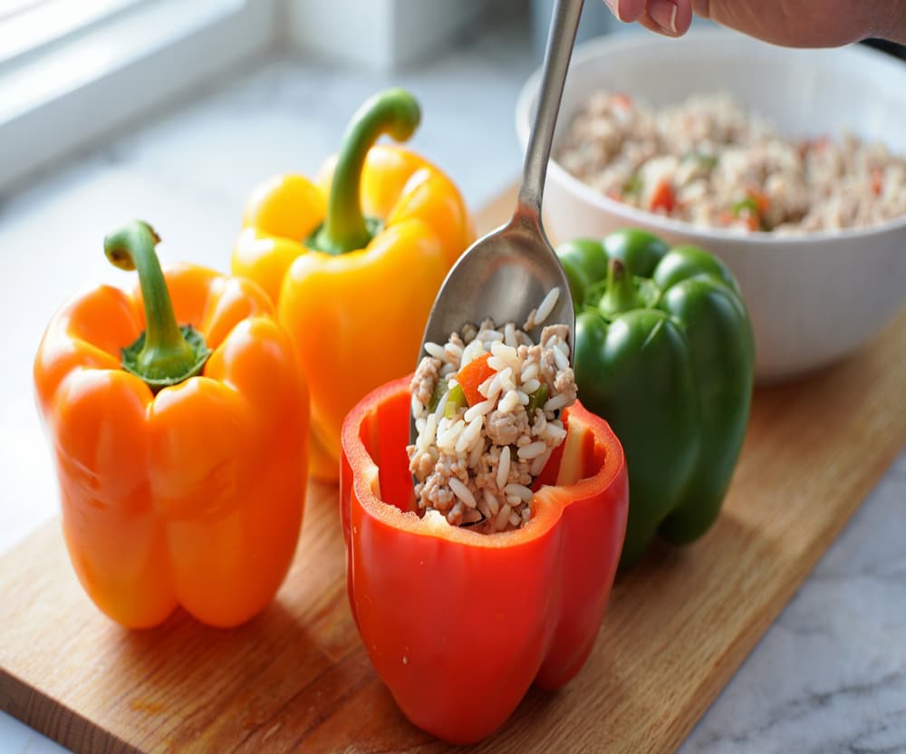Stuffed Bell Peppers with Ground Turkey and Rice