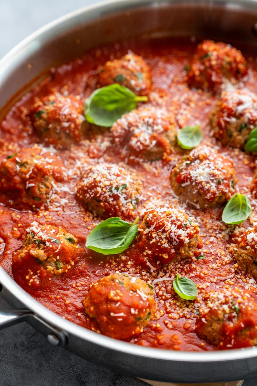 Ground Pork Meatballs in Marinara
