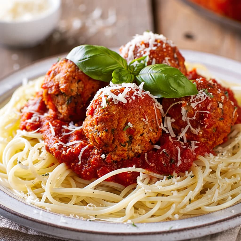 Italian Ground Chicken Meatballs in Marinara
