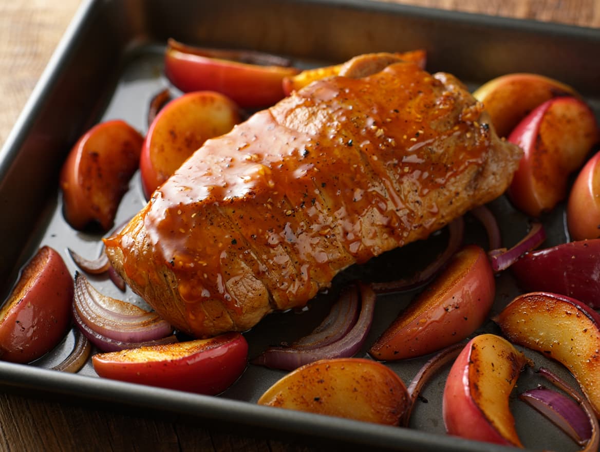 Maple Glazed Pork Tenderloin with Roasted Apples