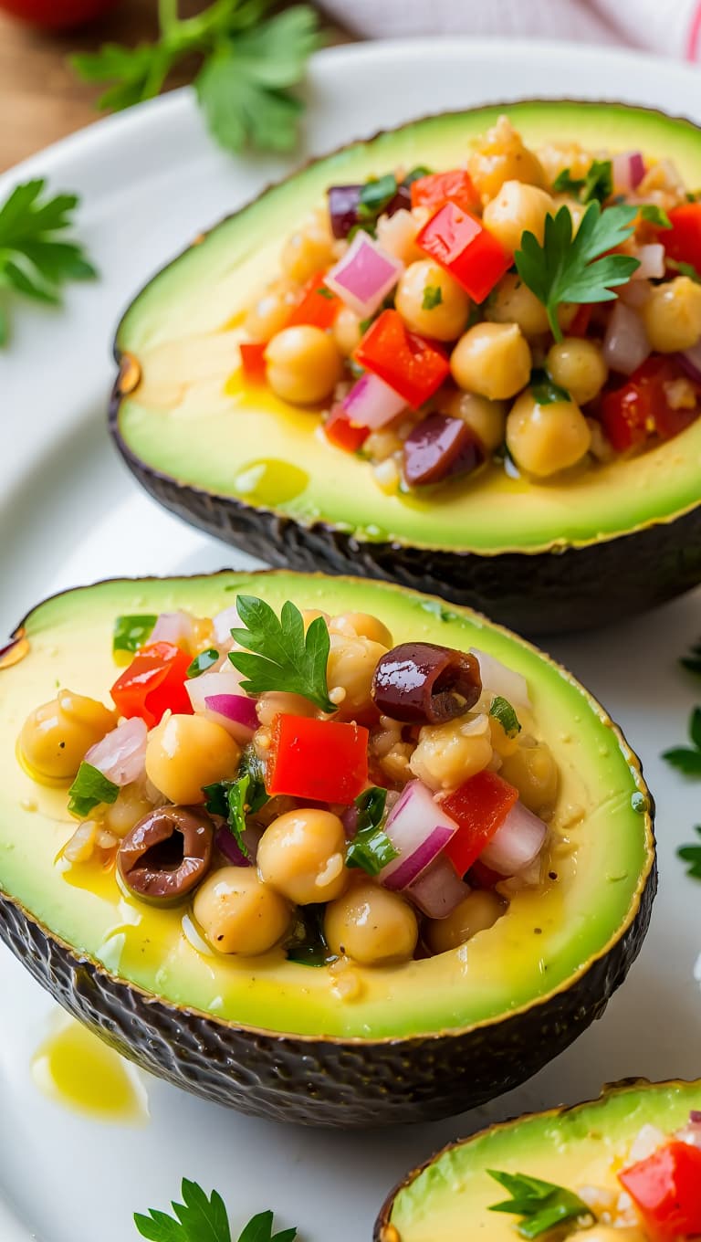 Mediterranean Chickpea Stuffed Avocado