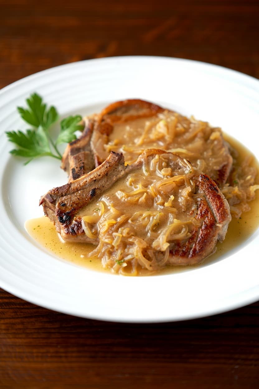 Pork Chops with Onion Gravy (Fläskkarré med Löksås)