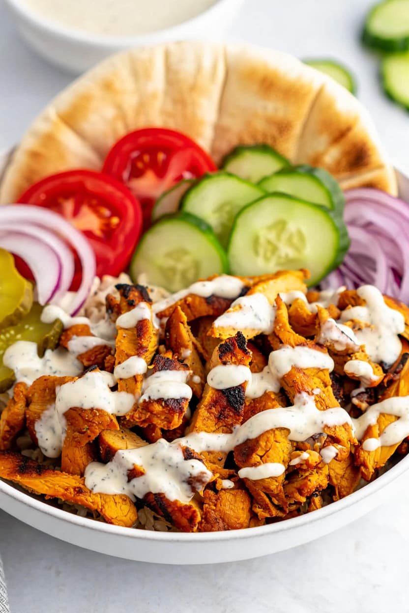 Chicken Shawarma with Pickles and Tahini