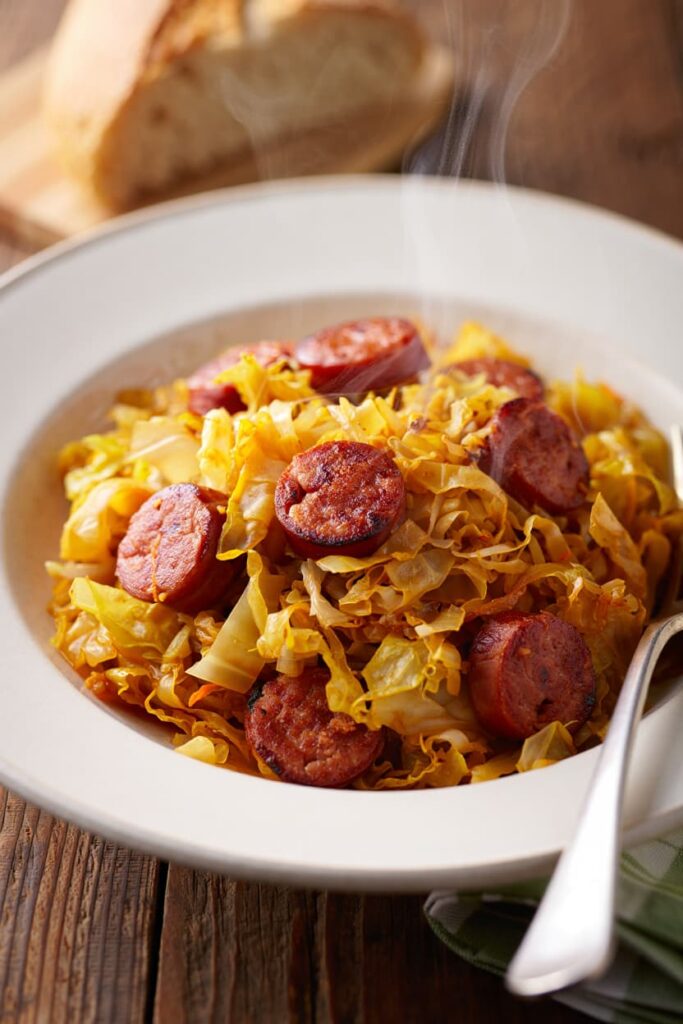 Fried Cabbage with Smoked Sausage
