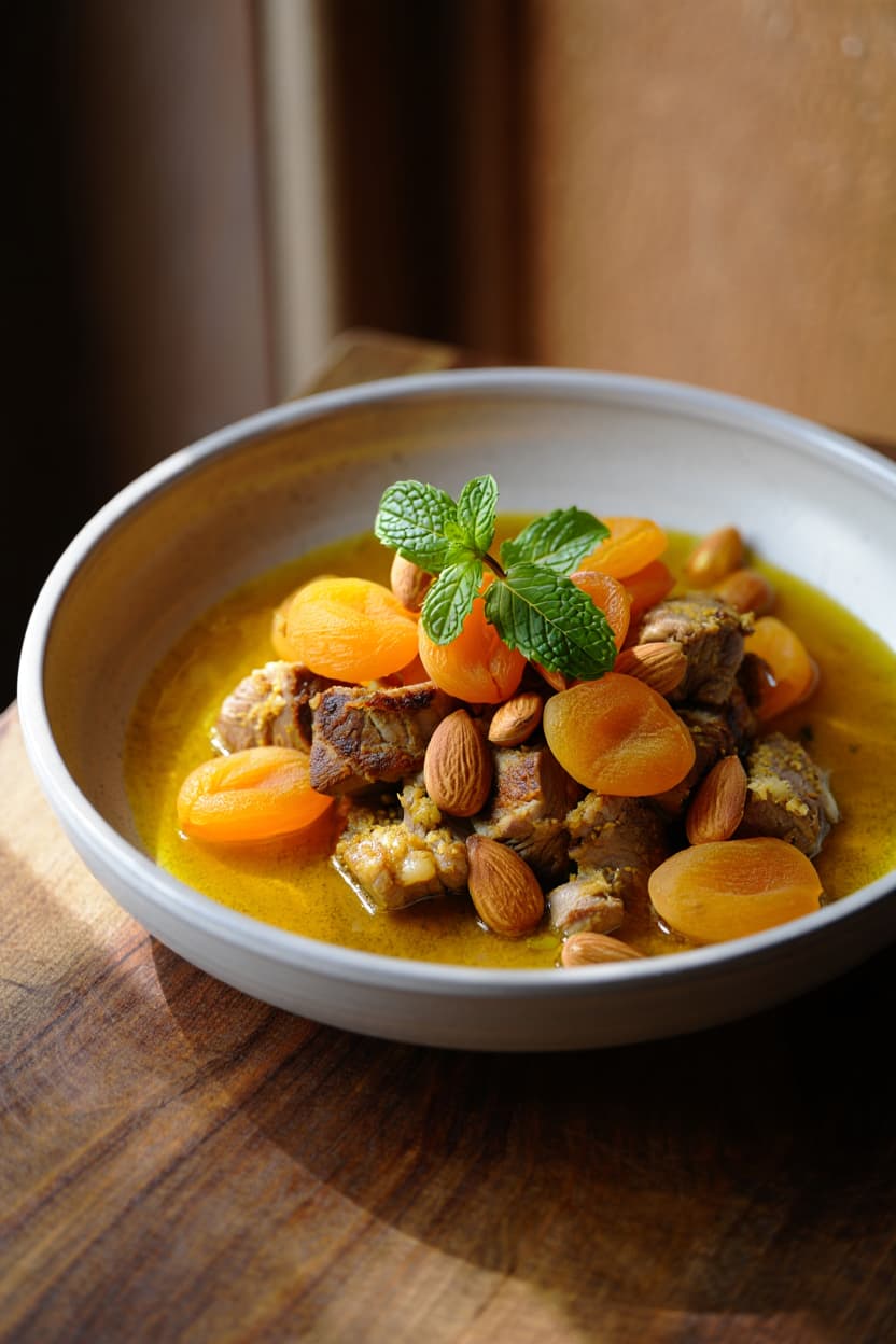 Lamb Tagine with Apricots and Almonds