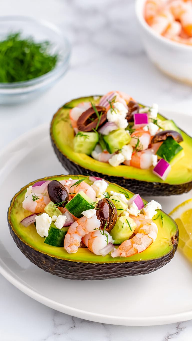 Greek Shrimp Stuffed Avocado
