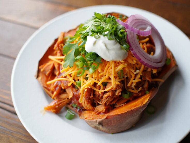 BBQ Chicken Loaded Sweet Potatoes