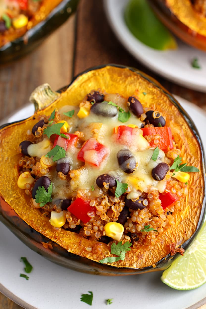 Quinoa and Black Bean Stuffed Acorn Squash