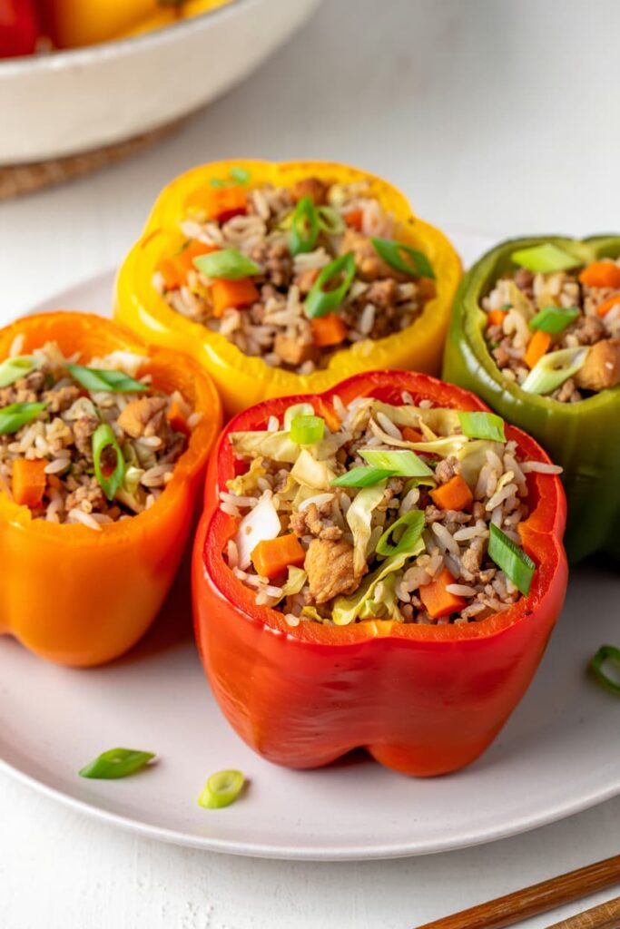 Asian-Inspired Ground Pork and Vegetable Stuffed Peppers