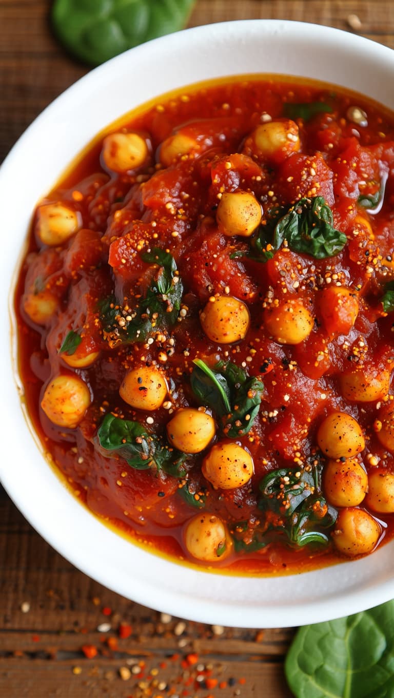 Spicy Chickpea and Spinach Skillet