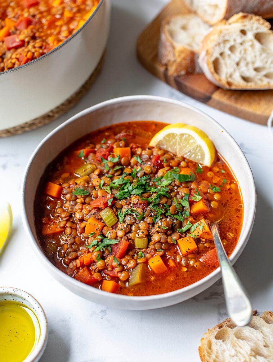 Lentil Soup with Crusty Bread