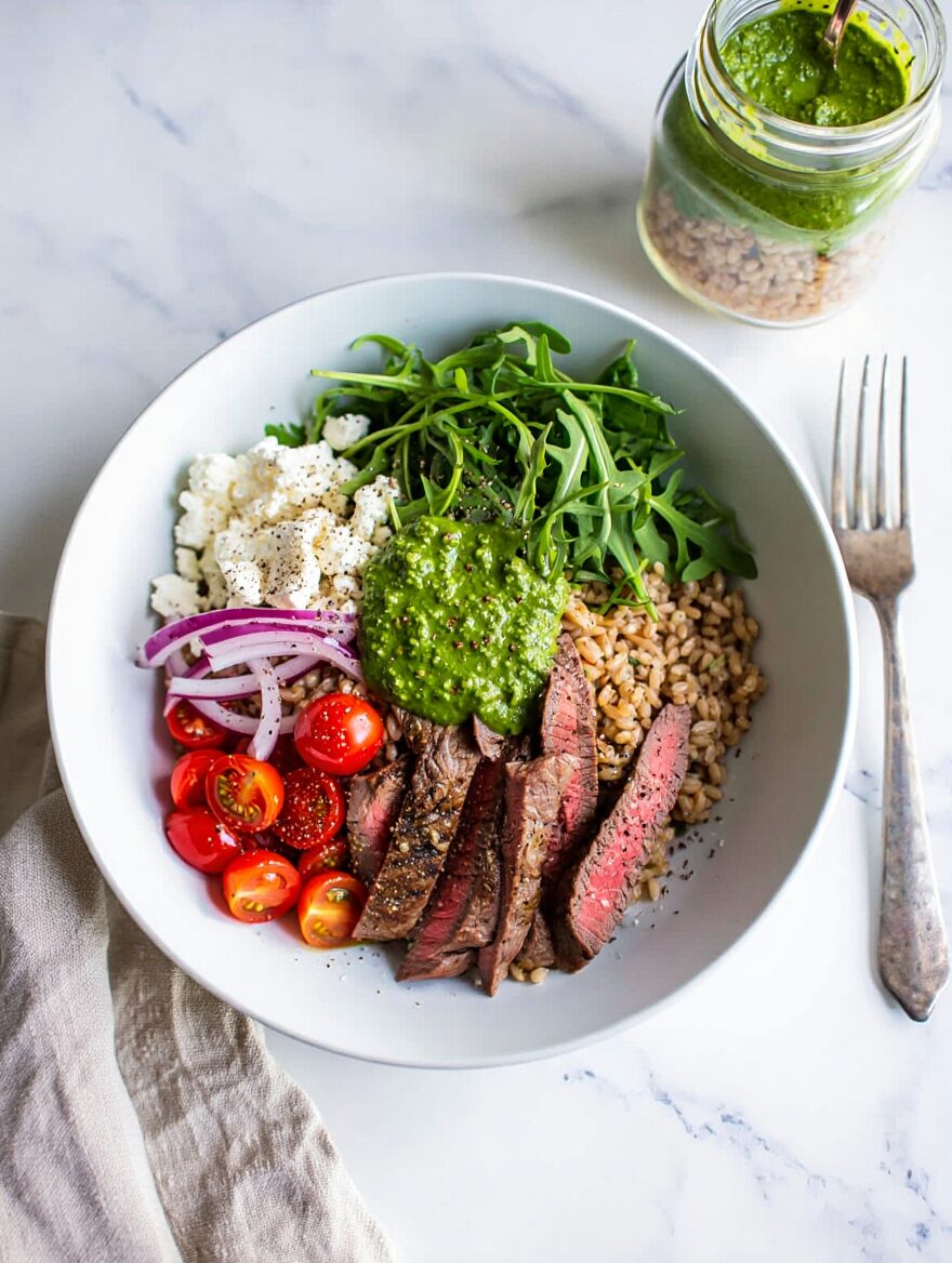 Steak and Chimichurri Grain Jar
