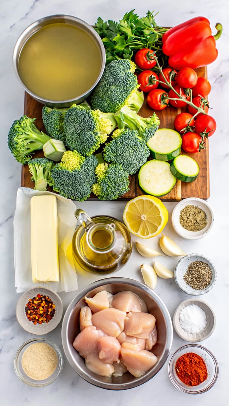 Garlic Butter Chicken and Veggies (Low Calorie Dinner Idea)
