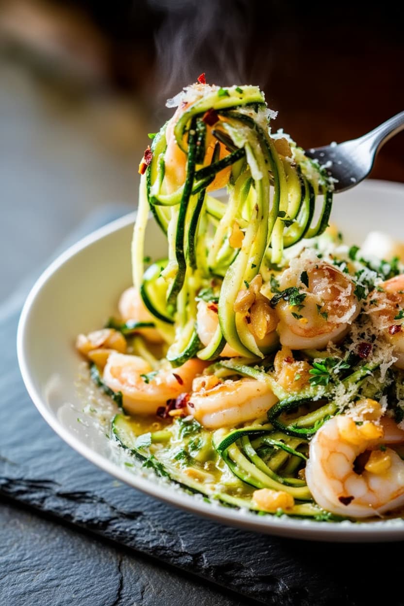 Garlic Shrimp Zucchini Noodles (10 Minutes)