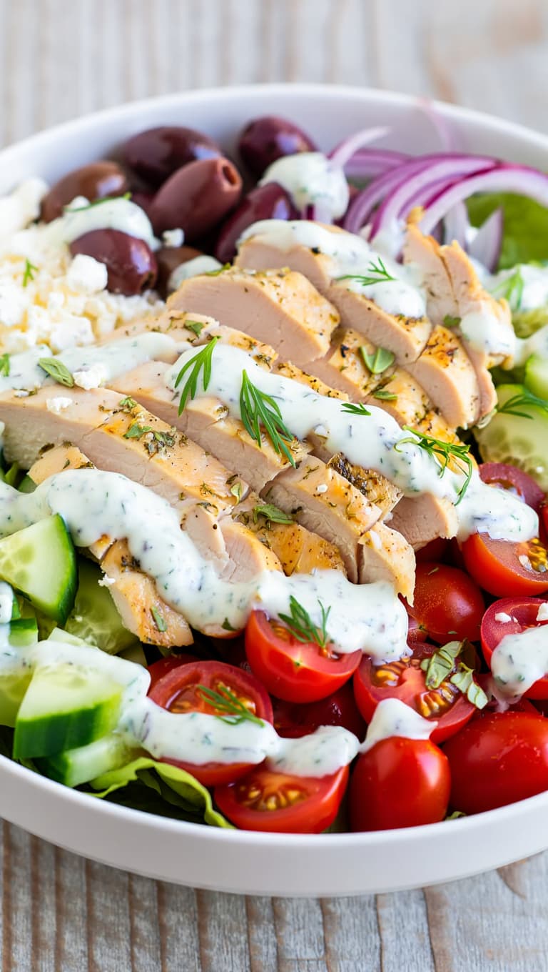 Greek Chicken Salad with Tzatziki Dressing