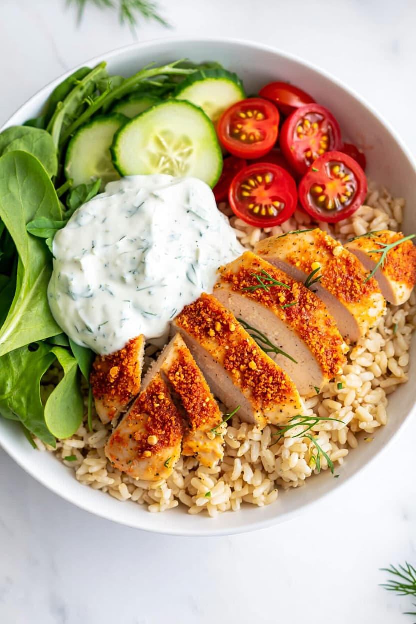 High-Protein Greek Yogurt Chicken Bowl