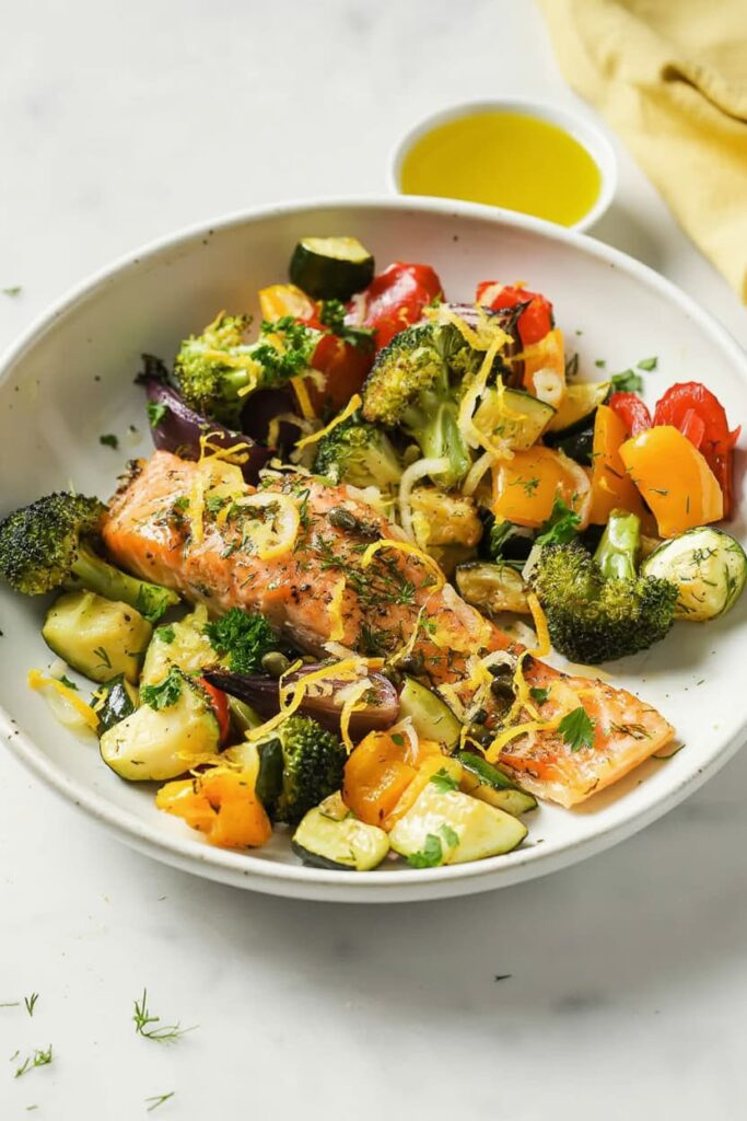 Sheet Pan Lemon Herb Salmon with Roasted Vegetables