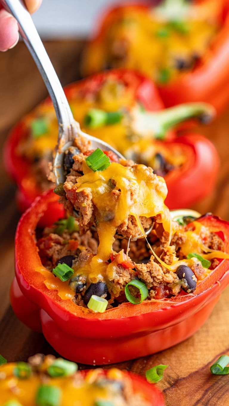 Stuffed Bell Peppers with Turkey and Black Beans