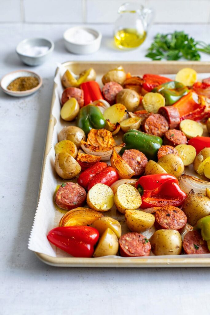 Sheet Pan Sausage, Peppers, and Potatoes