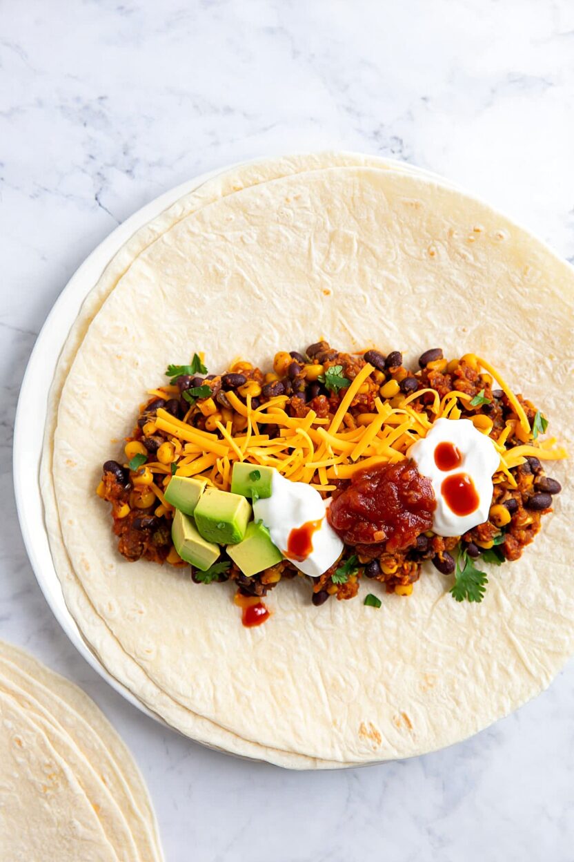 Spicy Black Bean and Corn Wraps