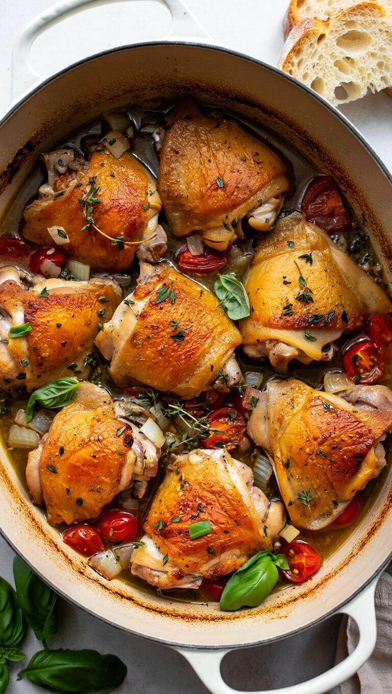 Slow Braised Chicken in White Wine
