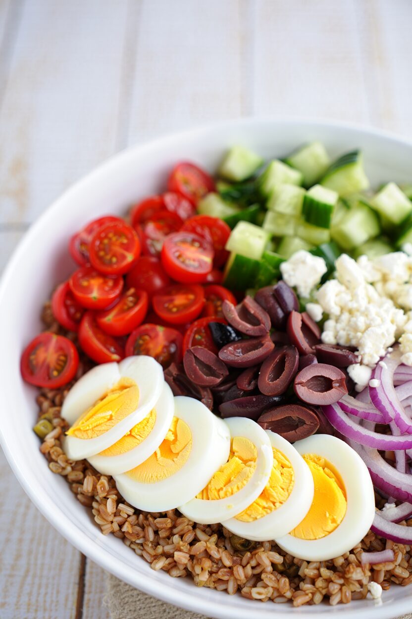 Hard Boiled Egg and Farro Bowl