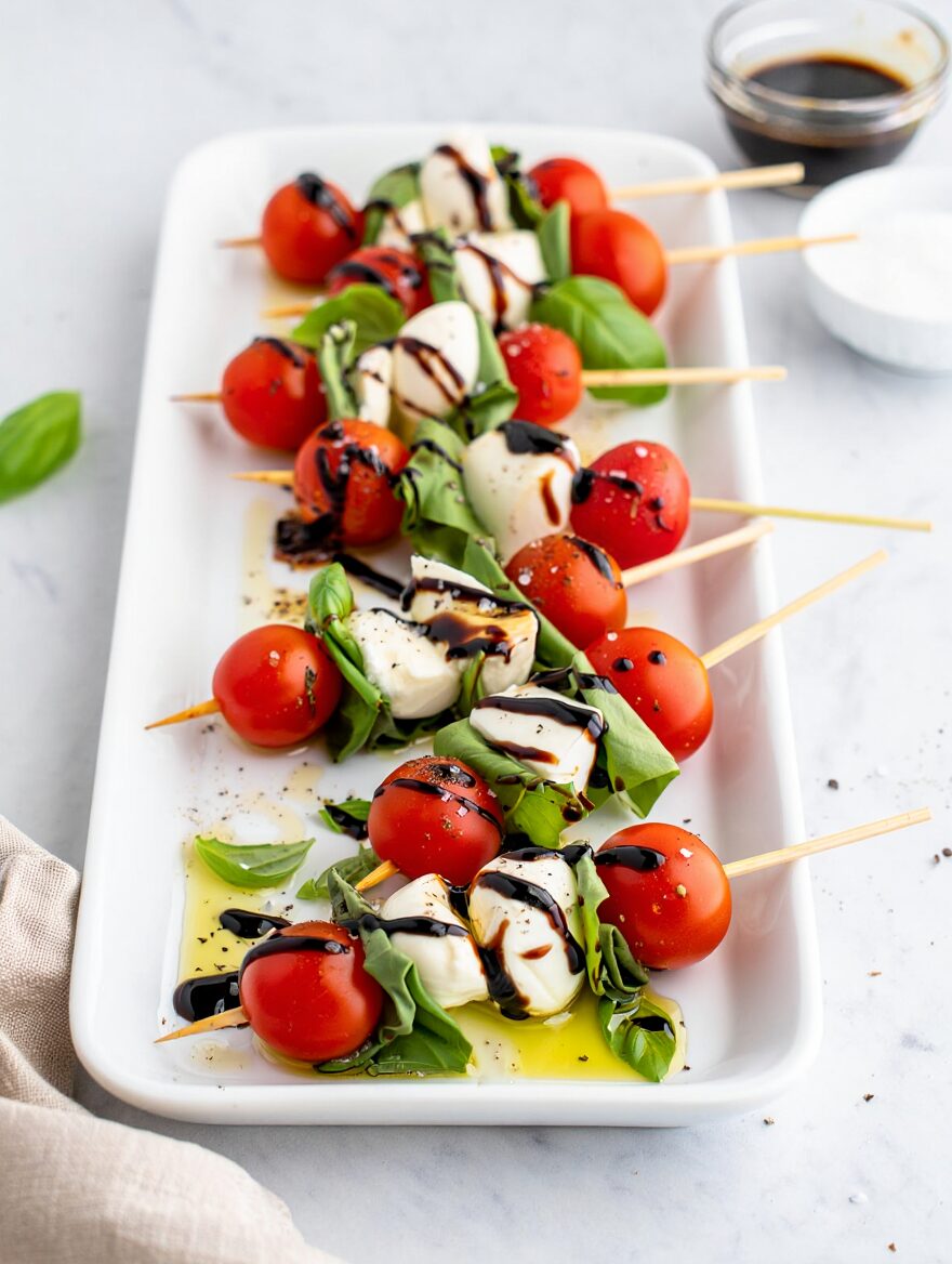 Caprese Skewers with Balsamic Glaze