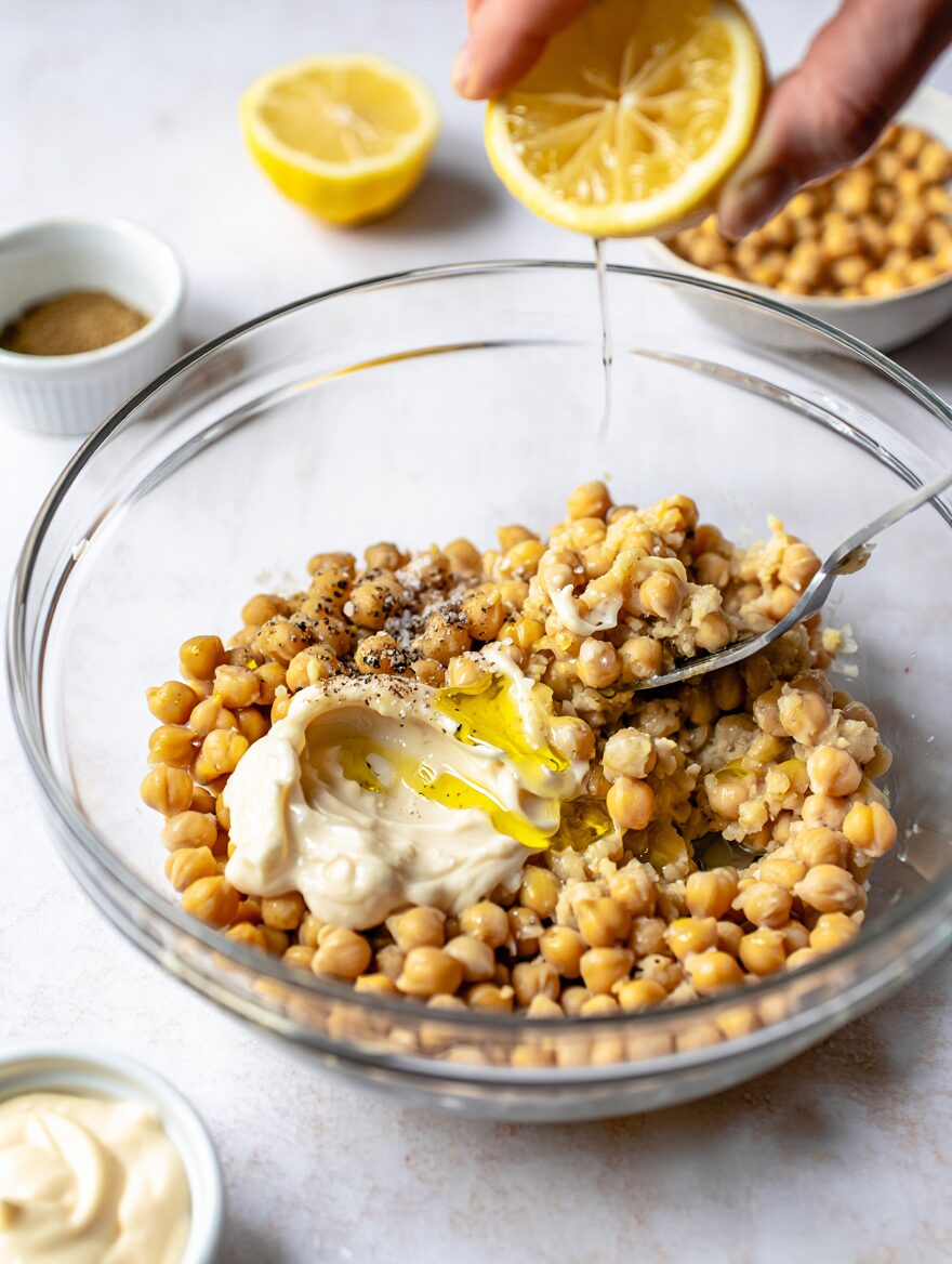 Smashed Chickpea and Lemon Wraps