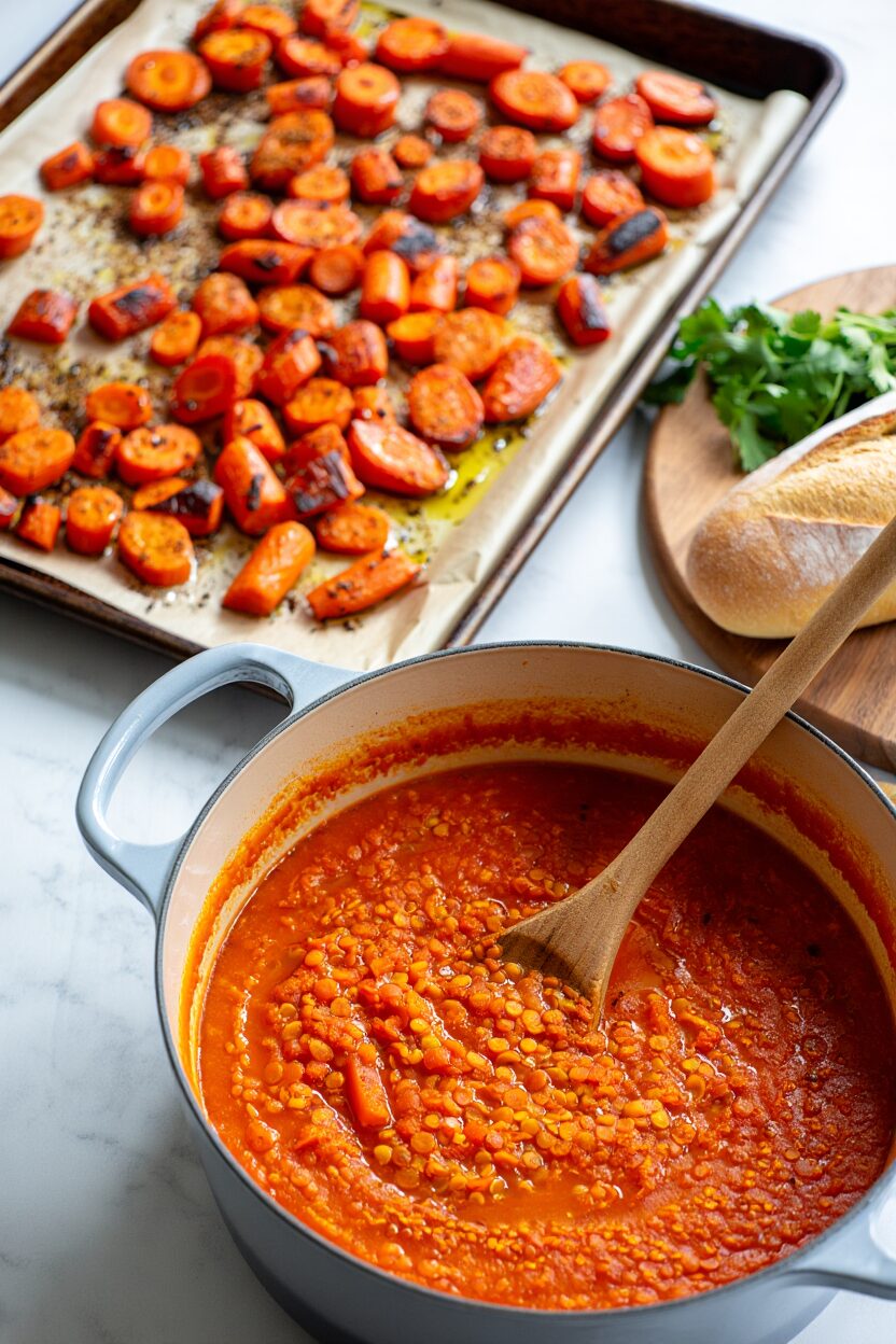 Roasted Carrot and Lentil Soup