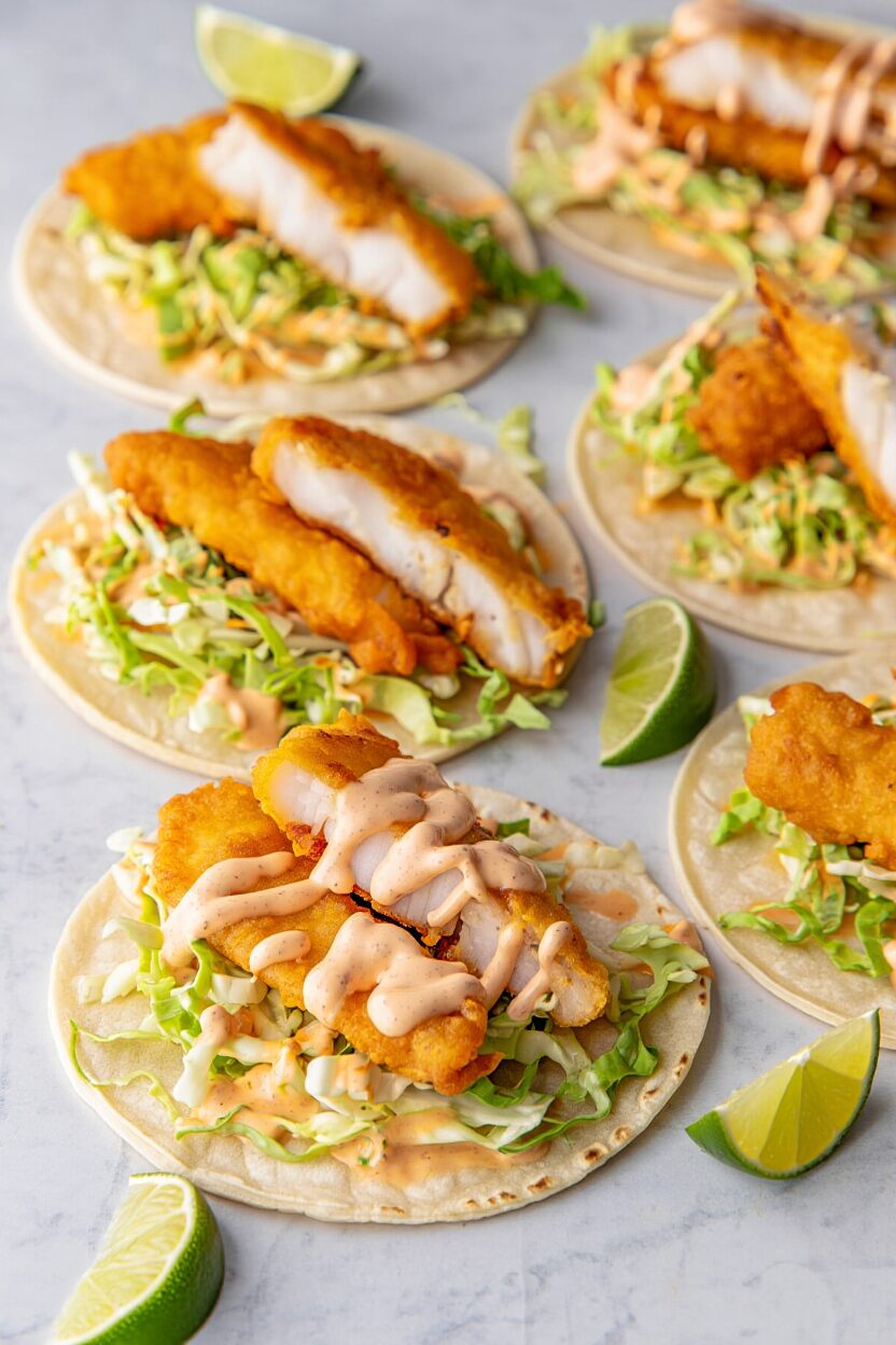 Crispy Fish Tacos with Cabbage Slaw