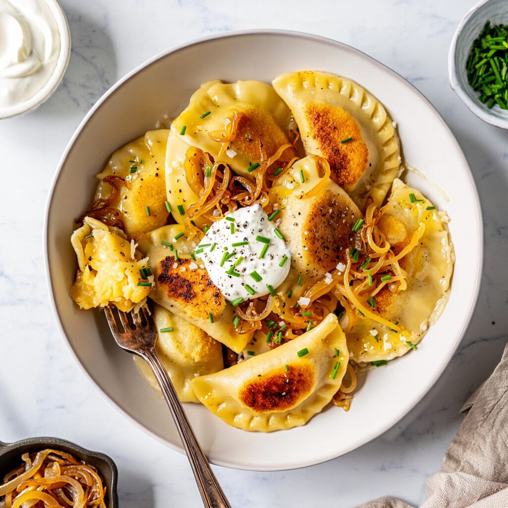 Brown Butter Mashed Potato Pierogi with Caramelized Onions