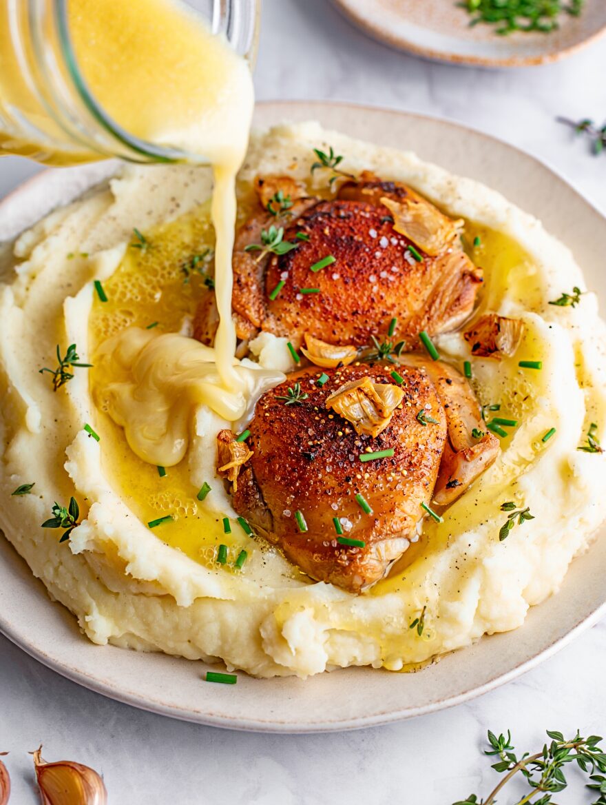Monday Garlic Butter Chicken Thighs with Mashed Potatoes