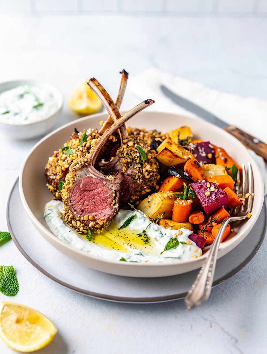 Dukkah Crusted Roasted Rack of Lamb