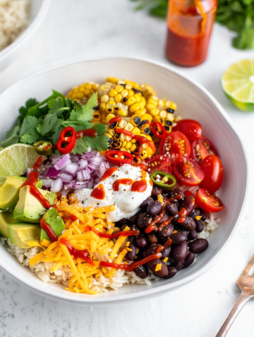 Summer Corn and Black Bean Burrito Bowls