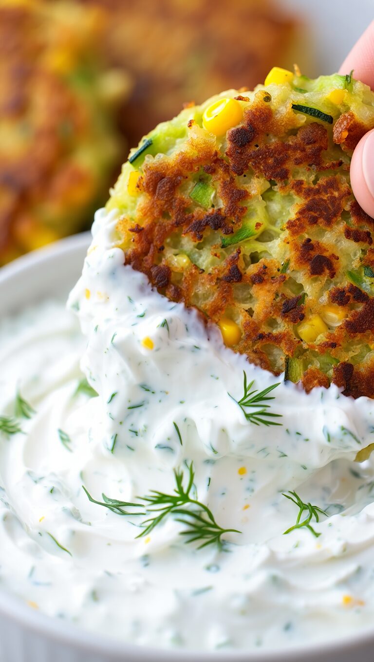 Zucchini and Corn Fritters with Greek Yogurt Dip